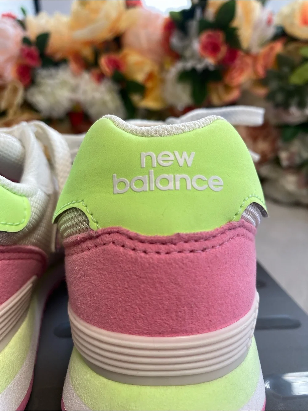 New Balance 515 Classic Kids Sneakers White Pink Lime Size 1